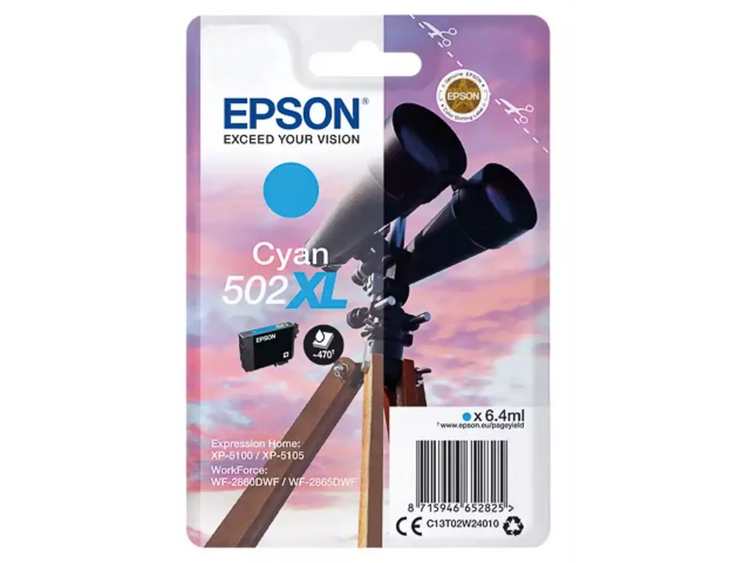 EPSON 502XL/T02W24 cyan Druckerpatrone – Original, hohe Reichweite