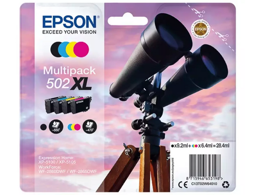 EPSON 502XL/T02W64 Druckerpatronen 4er-Set schwarz, cyan, magenta, gelb – Original