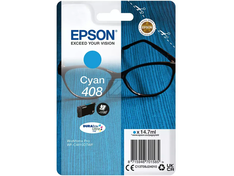 EPSON 408 / T09J2 cyan Druckerpatrone – Original, 14,7 ml, bis 1.100 Seiten