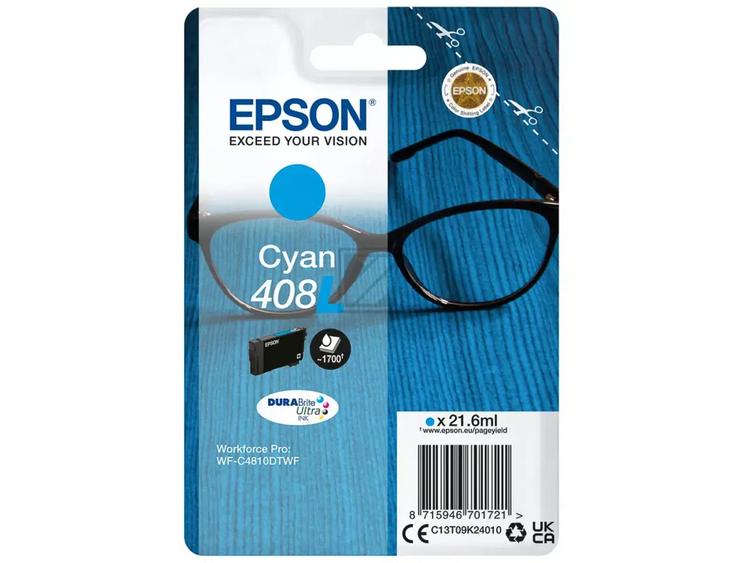 EPSON 408L / T09K2 cyan Druckerpatrone – Original, 21,6 ml, bis 1.700 Seiten