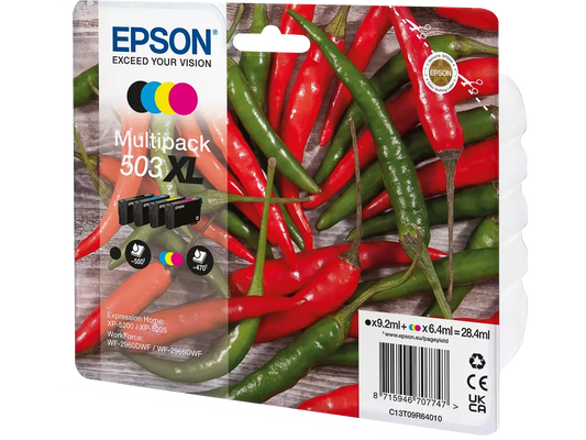 EPSON 503XL/T09R64 Druckerpatronen 4er-Set – Schwarz, Cyan, Magenta, Gelb – Original