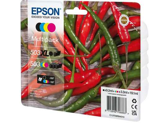 EPSON 503/503XL T09R94 Druckerpatronen 4er-Set – Schwarz, Cyan, Magenta, Gelb – Original