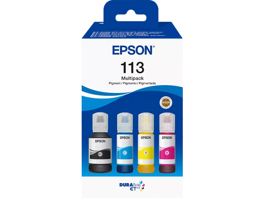 EPSON 113/T06B64 Tintenflaschen 4er-Set – Schwarz, Cyan, Magenta, Gelb – Original für EcoTank