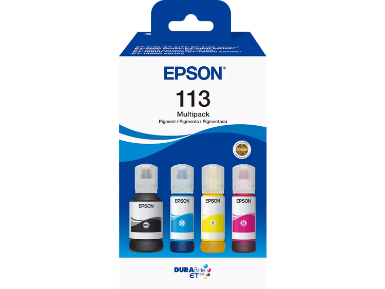 EPSON 113/T06B64 Tintenflaschen 4er-Set – Schwarz, Cyan, Magenta, Gelb – Original für EcoTank