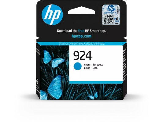 HP 924 (4K0U3NE) Original Druckerpatrone Cyan – ca. 400 Seiten, Instant Ink-fähig