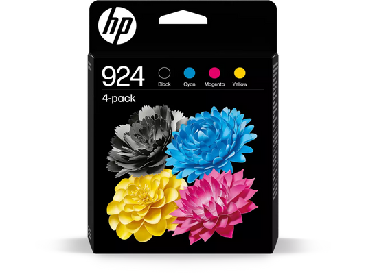 HP 924 (6C3Z1NE) Original Druckerpatronen 4er-Set – Schwarz, Cyan, Magenta, Gelb