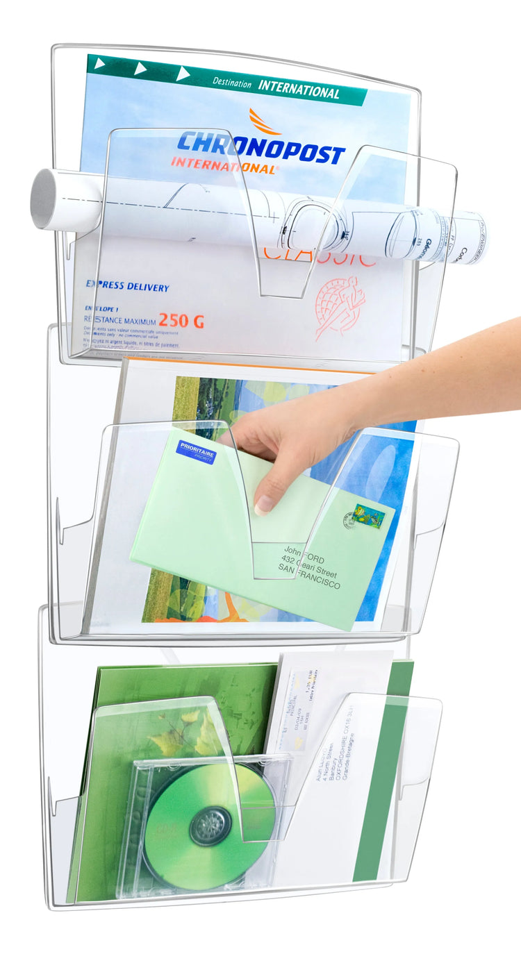 cep Wandprospekthalter transparent DIN A4 3 Fächer