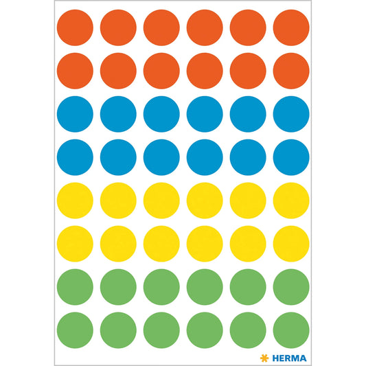 HERMA Klebepunkte 1851 rot, blau, gelb, grün Ø 12,0 mm