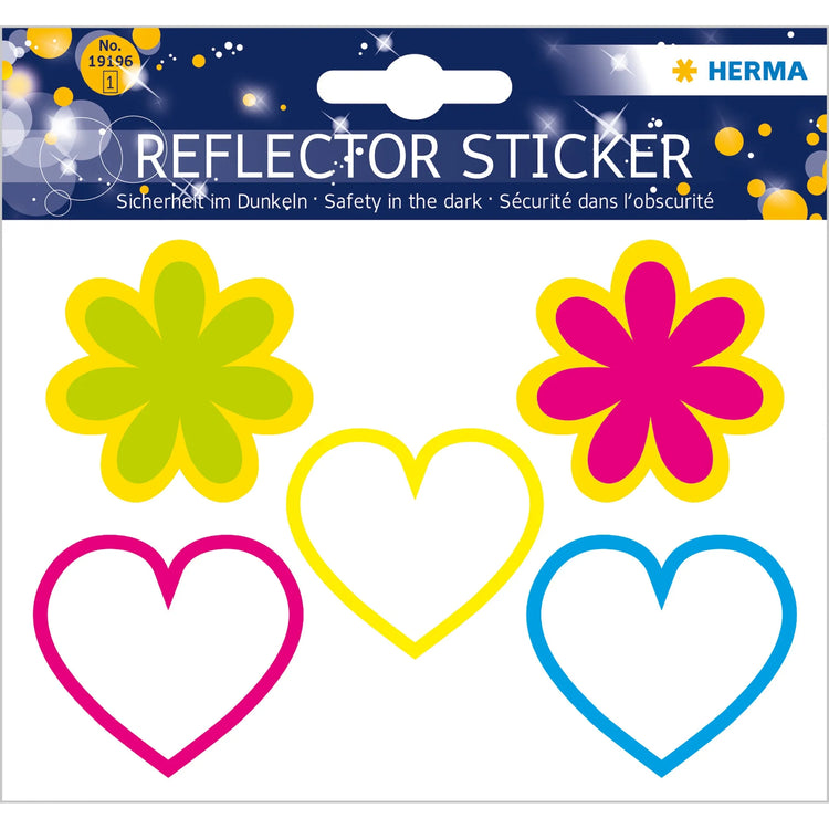 5 HERMA reflektierende Aufkleber Blumen und Herzen