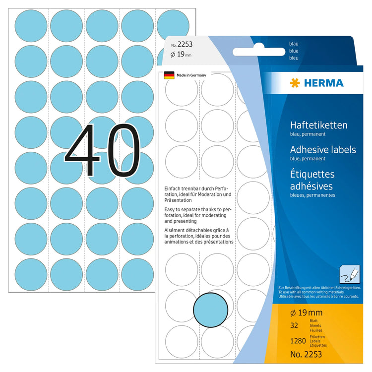 HERMA Klebepunkte 2253 blau Ø 19,0 mm