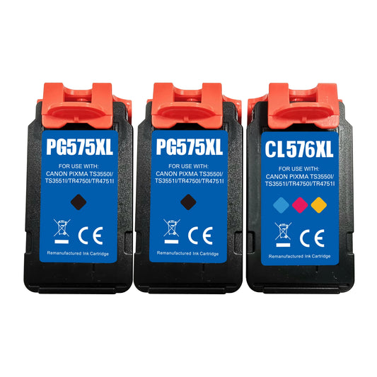 3 XL Druckerpatronen von Wechselfaul als Ersatz für Canon PG-575XL CL-576XL black color