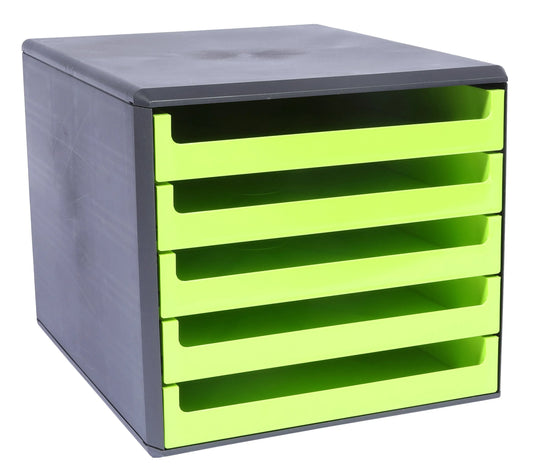 M&M Schubladenbox lindgrün DIN A4 mit 5 Schubladen