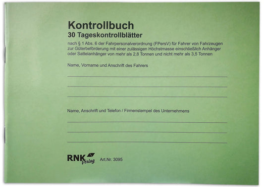 Kontrollbuch Tageskontrollblätter, DIN A5 quer