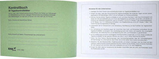 Kontrollbuch Tageskontrollblätter, DIN A5 quer