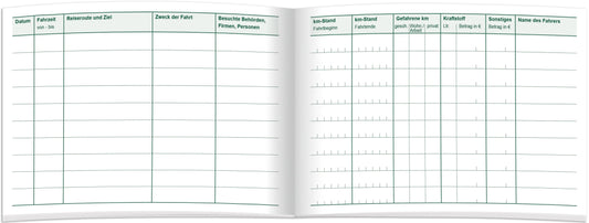 Fahrtenbuch für Pkw, 64 Seiten, DIN A6 quer, steuerlicher Kilometernachweis