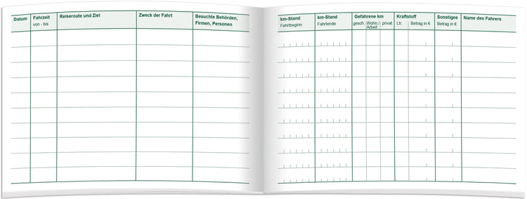 Fahrtenbuch für Pkw, 64 Seiten, DIN A6 quer, steuerlicher Kilometernachweis