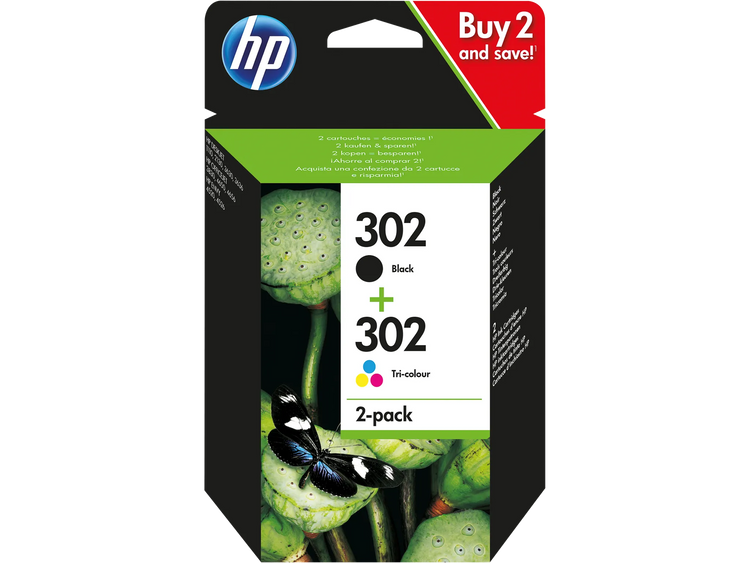 2 HP 302 schwarz, color (X4D37AE) Tintenpatronen