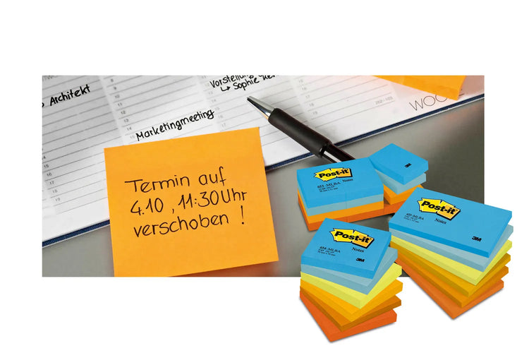 Post-it Notizen Kanariengelb, Packung mit 12 Blöcken, 100 Blatt pro Block, 51 mm x 38 mm, Farbe: Gelb - Selbstklebende Notizzettel zum Notieren