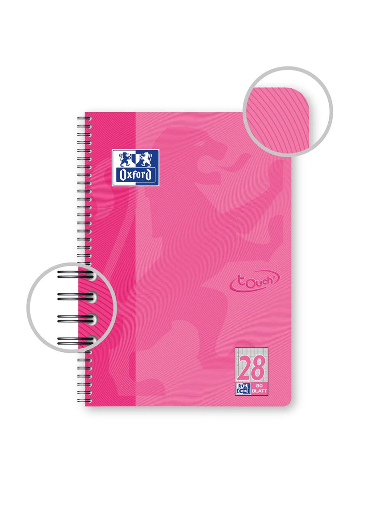 OXFORD Collegeblock touch DIN A4 kariert rosa/ pink 28, Sie erhalten 3 Blöcke