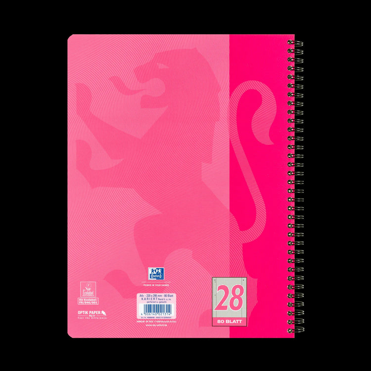 OXFORD Collegeblock touch DIN A4 kariert rosa/ pink 28, Sie erhalten 3 Blöcke