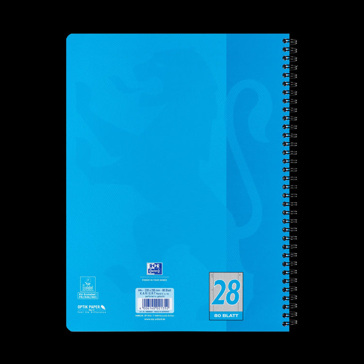 OXFORD Collegeblock touch DIN A4 kariert, meerblau 28, Sie erhalten 3 Blöcke