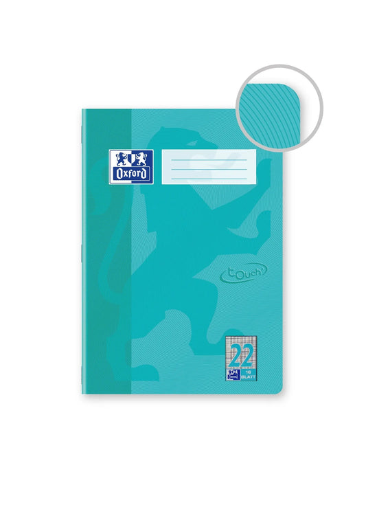 OXFORD Schulheft Touch Lineatur 22 kariert ohne Rand, blau, A4, Sie erhalten 3 Hefte