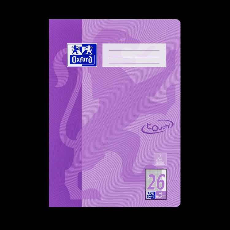 OXFORD Schulheft Touch Lineatur 26 kariert Außenrand, flieder, A4, Sie erhalten 3 Hefte