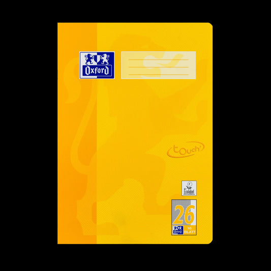 OXFORD Schulheft Touch Lineatur 26 kariert Außenrand, gelb, A4, Sie erhalten 3 Hefte