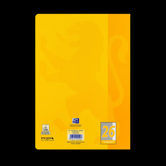 OXFORD Schulheft Touch Lineatur 26 kariert Außenrand, gelb, A4, Sie erhalten 3 Hefte