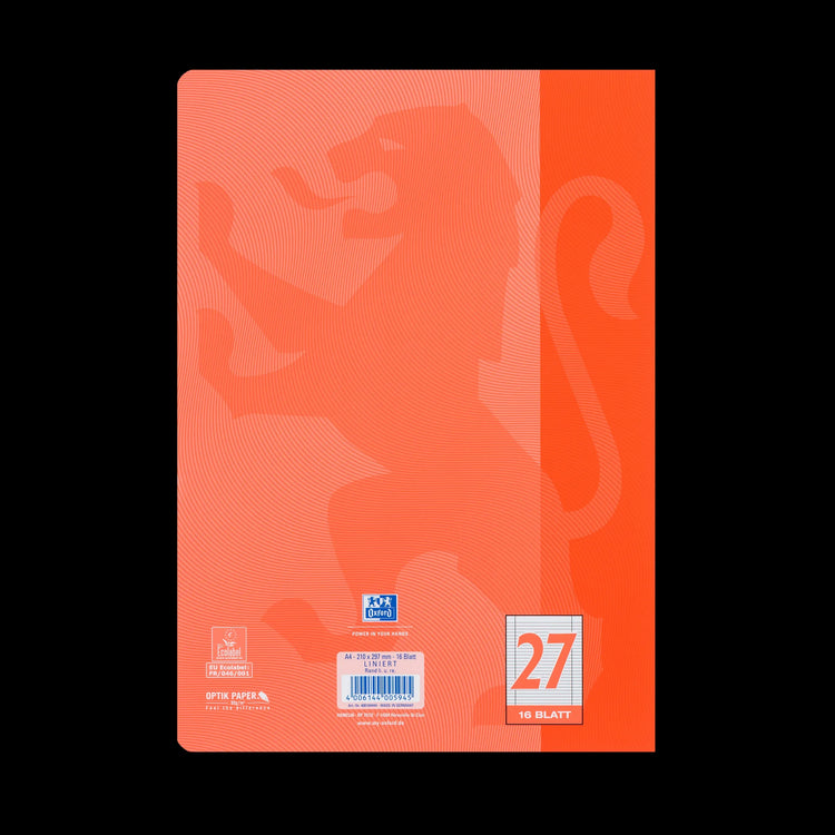 OXFORD Schulheft Touch Lineatur 27 liniert Innen- und Außenrand, A4, koralle, Sie erhalten 3 Hefte