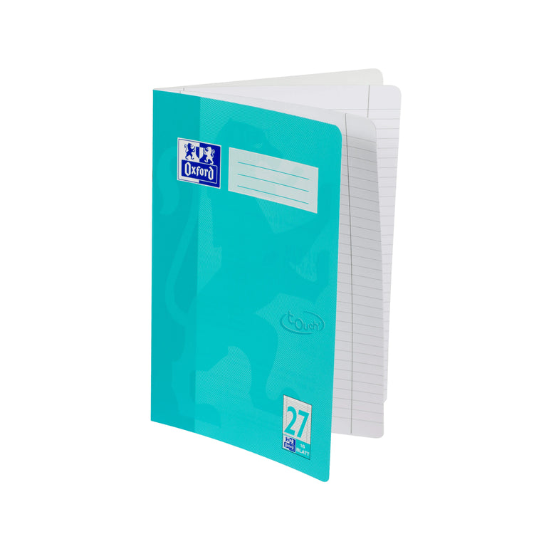 OXFORD Schulheft Touch Lineatur 27 liniert, A4, aqua, Innen- und Außenrand, Sie erhalten 3 Hefte