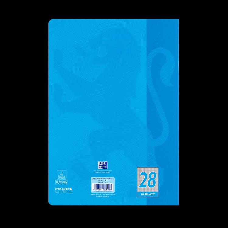 OXFORD Schulheft Touch blau Lineatur 28 kariert Innen- und Außenrand, A4, Sie erhalten 3 Hefte
