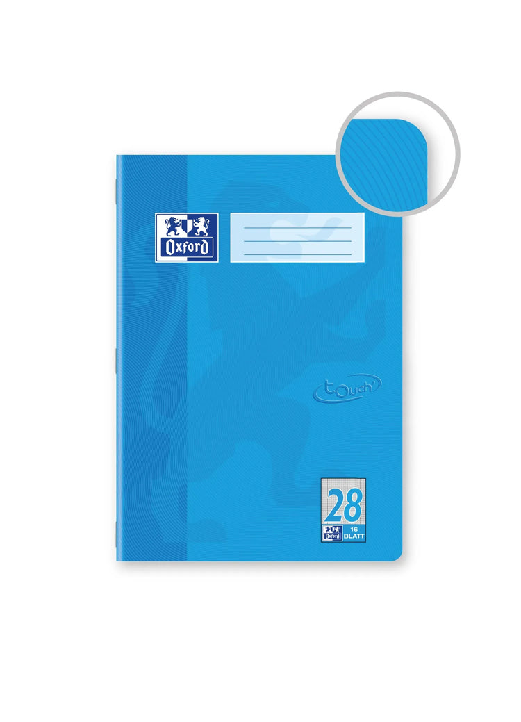 OXFORD Schulheft Touch blau Lineatur 28 kariert Innen- und Außenrand, A4, Sie erhalten 3 Hefte