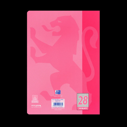 OXFORD Schulheft Touch Lineatur 28 kariert Innen- und Außenrand, A4, rosa, Sie erhalten 3 Hefte