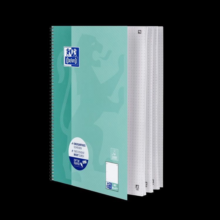 OXFORD Collegeblock Schule DIN A4 türkis punktraster, Sie erhalten 3 Blöcke