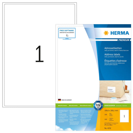 100 HERMA Adressetiketten 4252 weiß