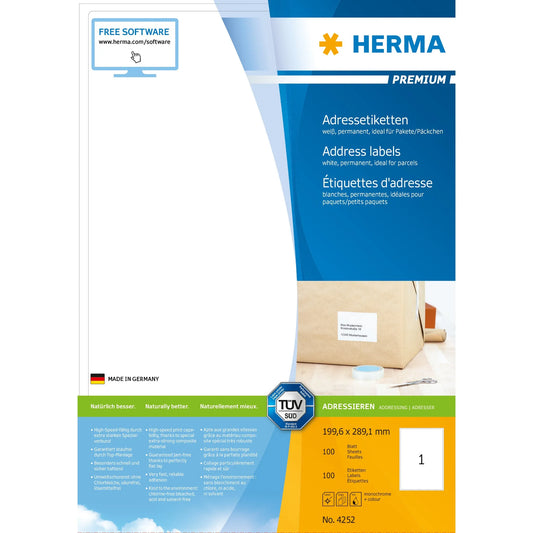 100 HERMA Adressetiketten 4252 weiß