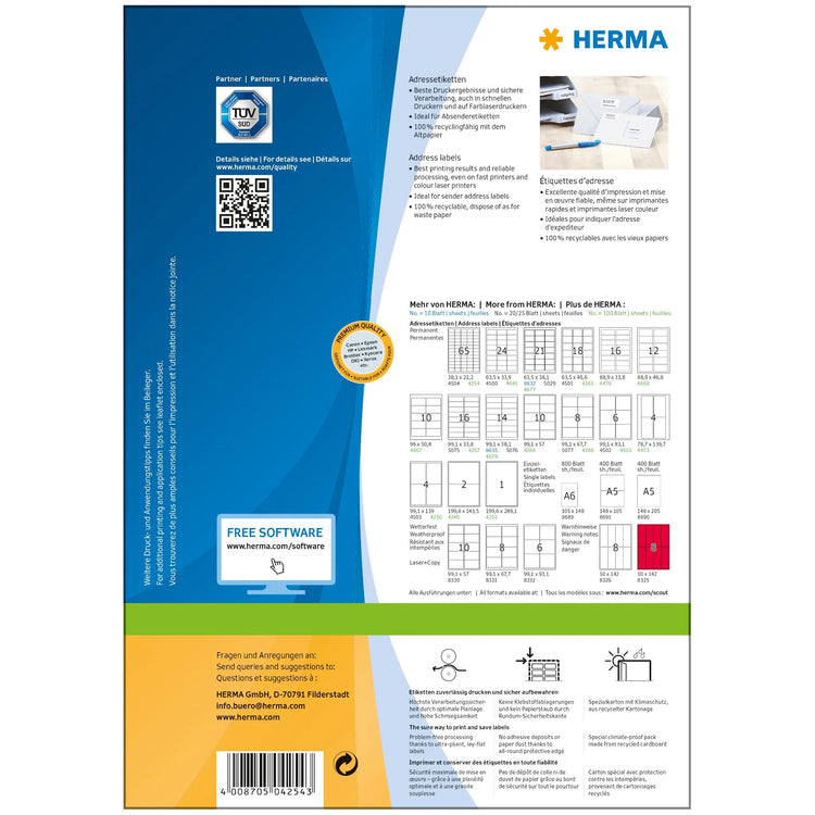 6.500 HERMA Adressetiketten 4254 weiß