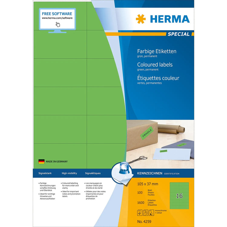 1.600 HERMA Etiketten 4259 grün