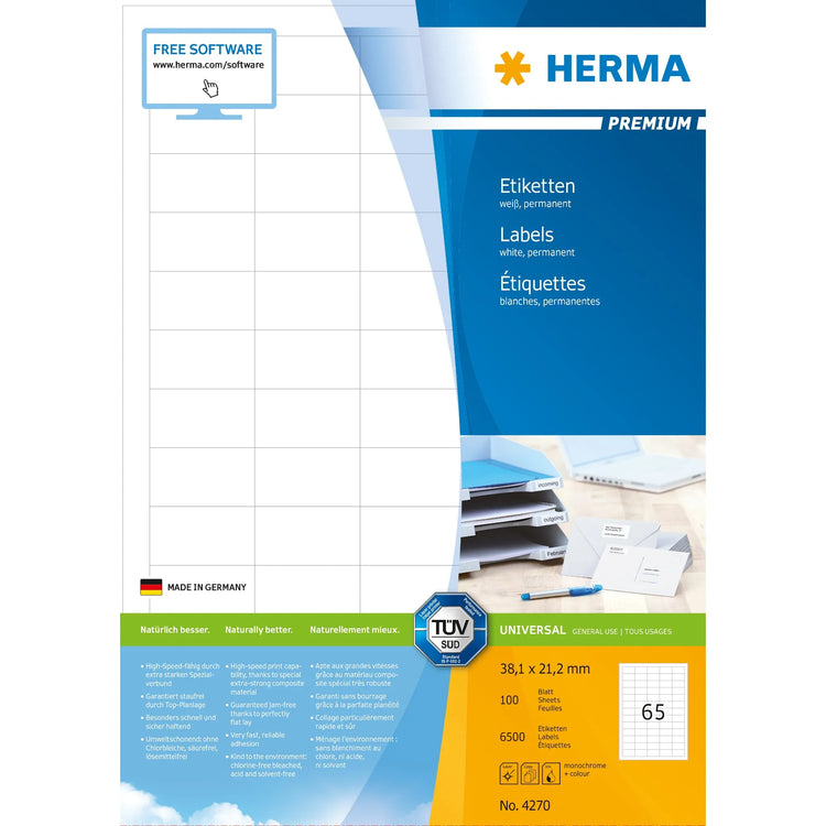 6.500 HERMA Etiketten 4270 weiß