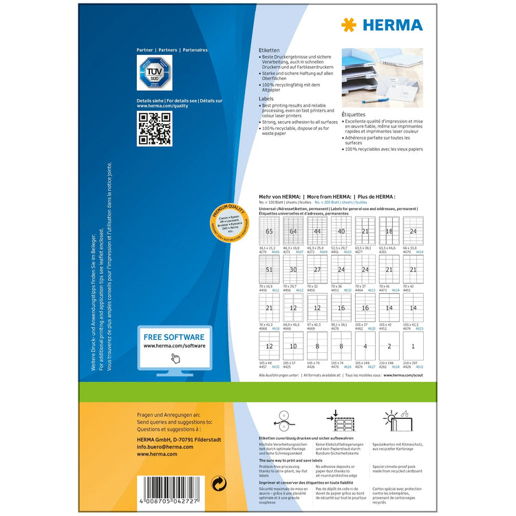 4.400 HERMA Etiketten 4272 weiß