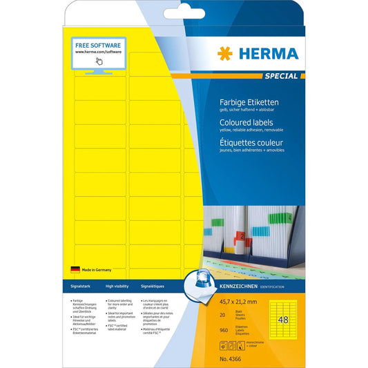 960 HERMA Etiketten 4366 gelb