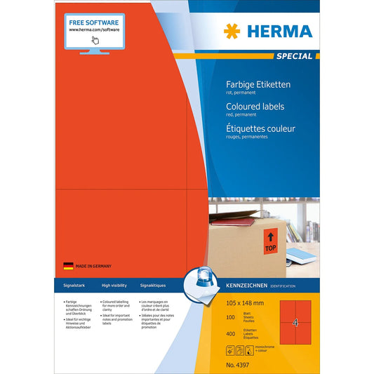 400 HERMA Etiketten 4397 rot