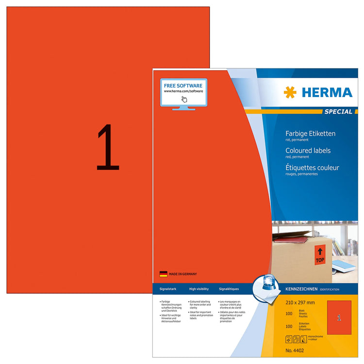 100 HERMA Etiketten 4402 rot