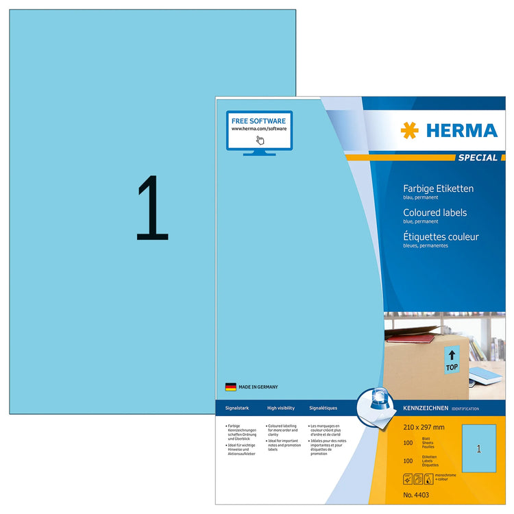 100 HERMA Etiketten 4403 blau