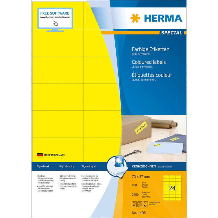 2.400 HERMA Etiketten 4406 gelb