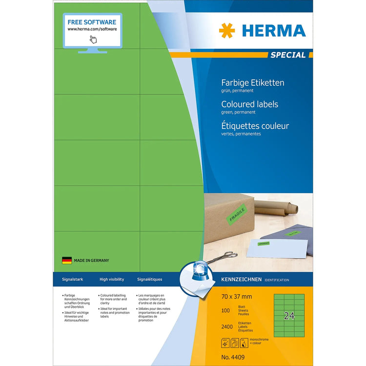 2.400 HERMA Etiketten 4409 grün