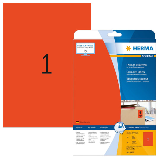 20 HERMA Etiketten 4422 rot