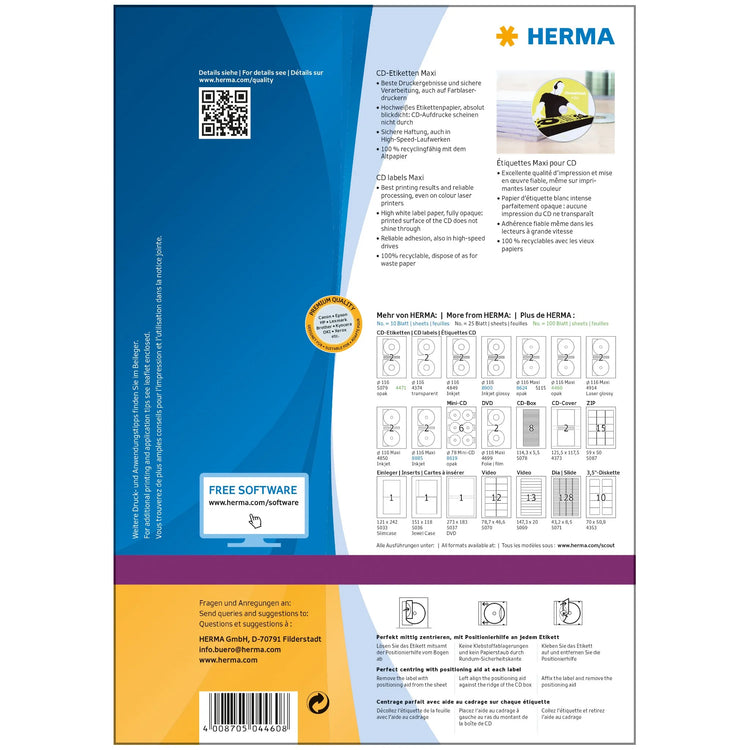 200 HERMA CD-Etiketten 4460 weiß