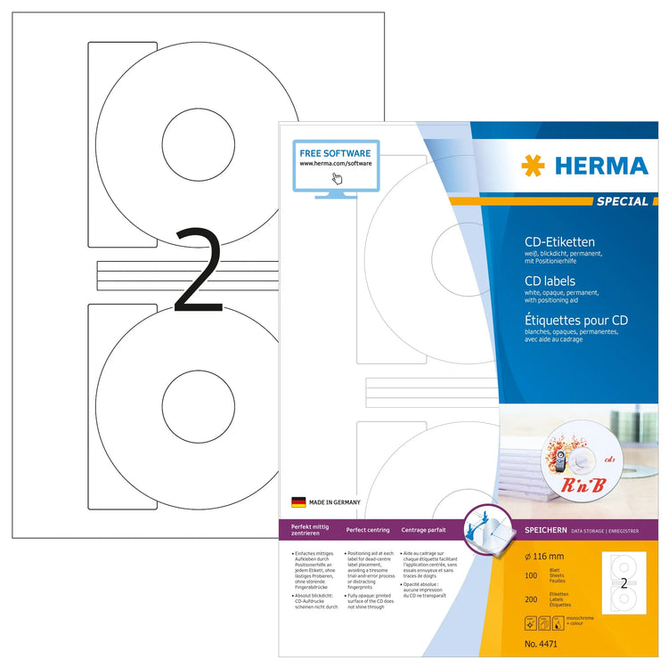 200 HERMA CD-Etiketten 4471 weiß